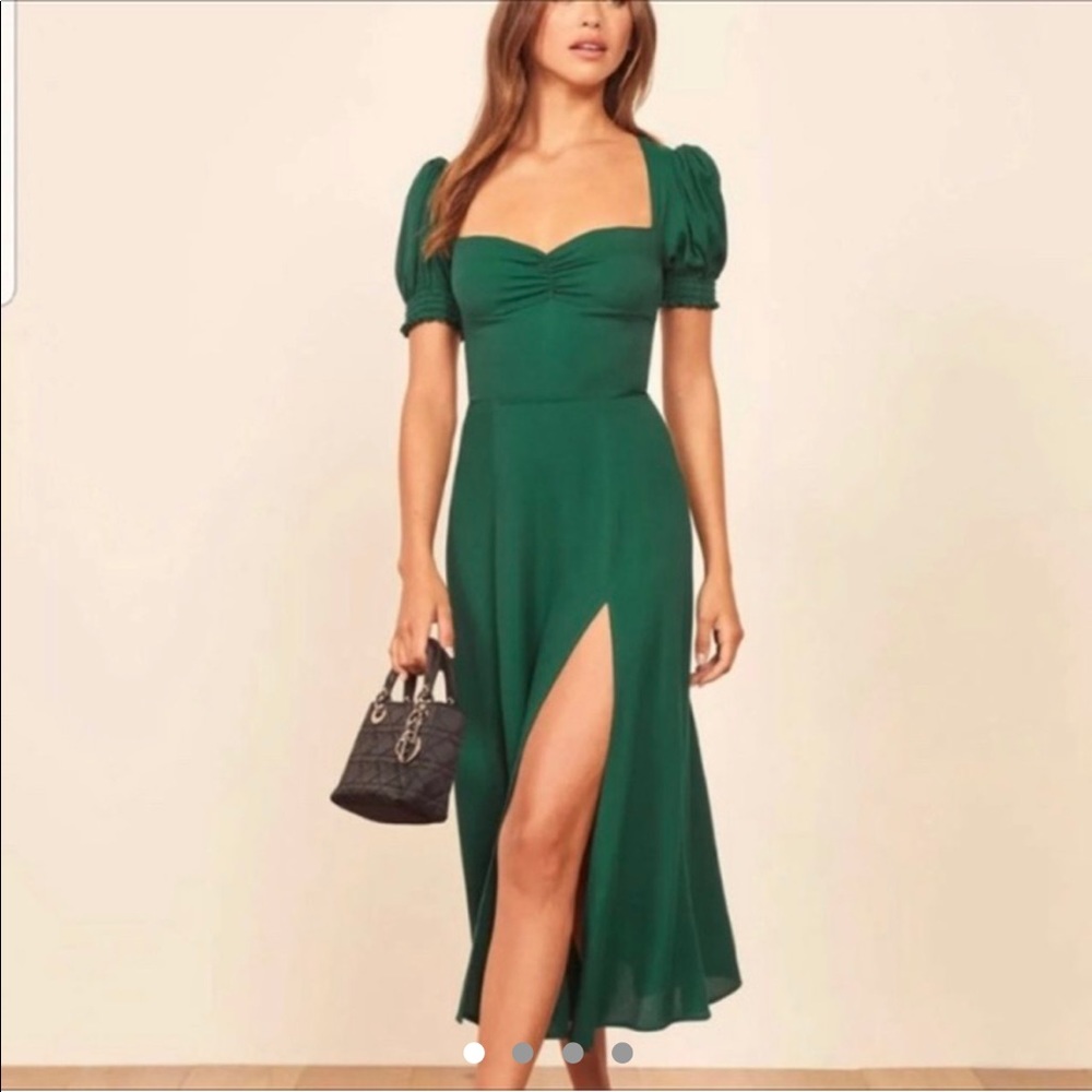 Reformation Lacey puff sleeve midi dress